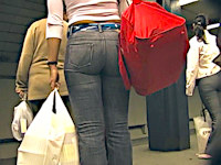 At first I filmed a milf hottie in tight ass jeans, but then I spotted another babe in super tight pants. Enjoy!
